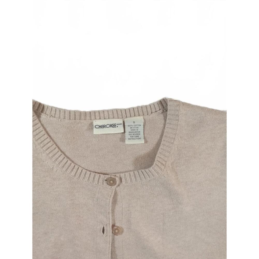 Cherokee Beige Button-Up Cotton Cardigan Sweater Small - Picture 3 of 7
